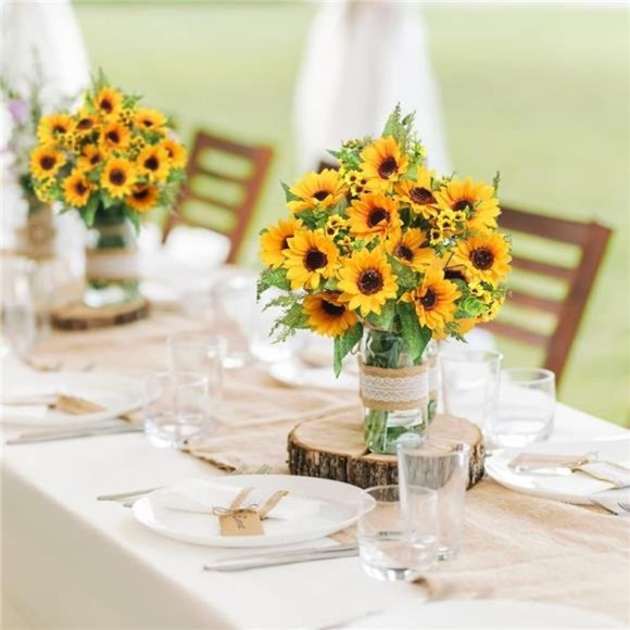 Artificial Sunflower Bouquets,2 Bunches Fake Wildflowers for Baby Shower Home - Picture 3 of 7
